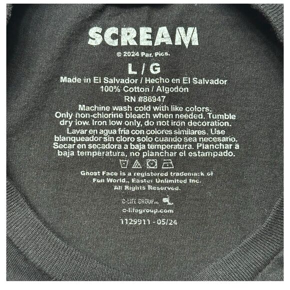 Scream Ghost Face Men’s Graphic T-Shirt Black Size L 2024 Horror Movie Tee - Picture 4 of 6